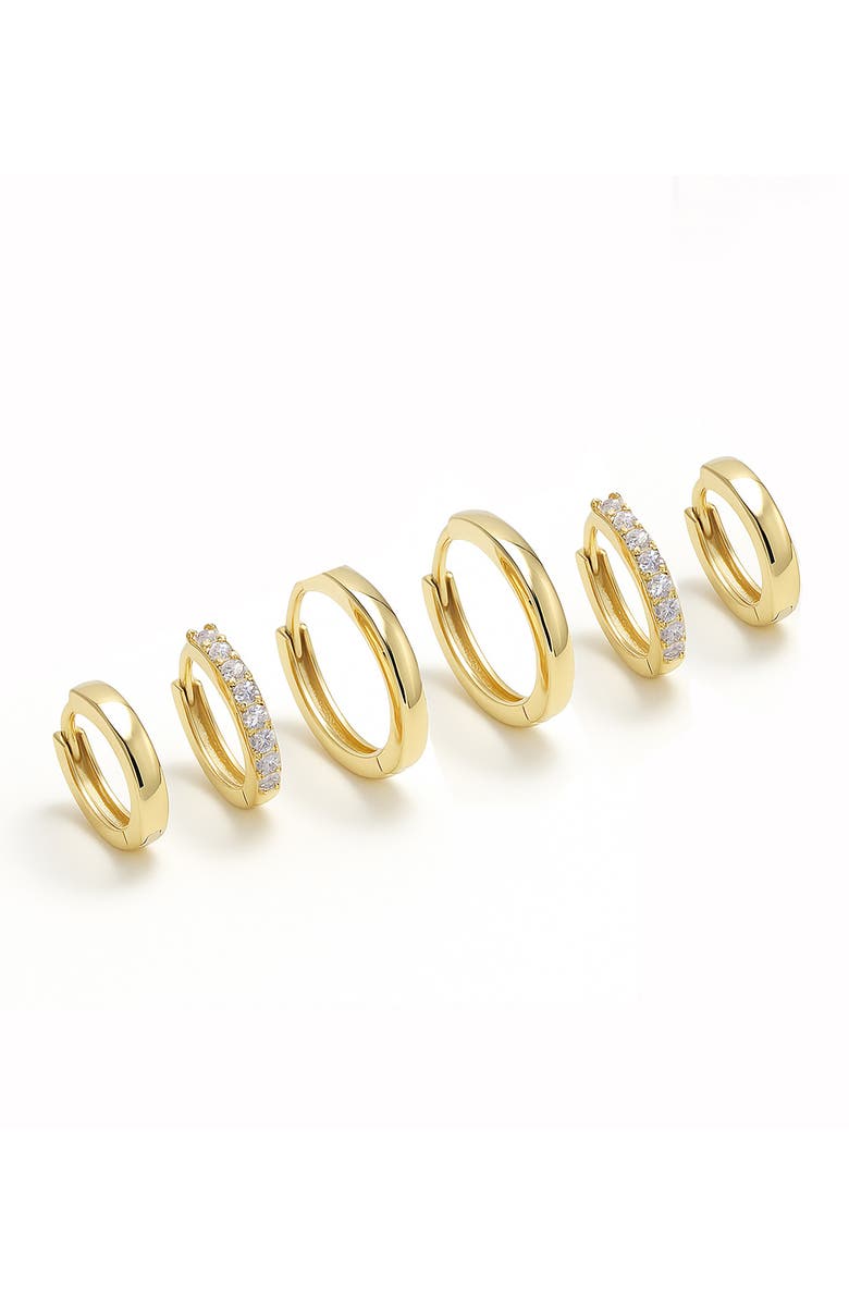 LA MENO Set of 3 Elevated Classic Hoop Earrings, Main, color, 