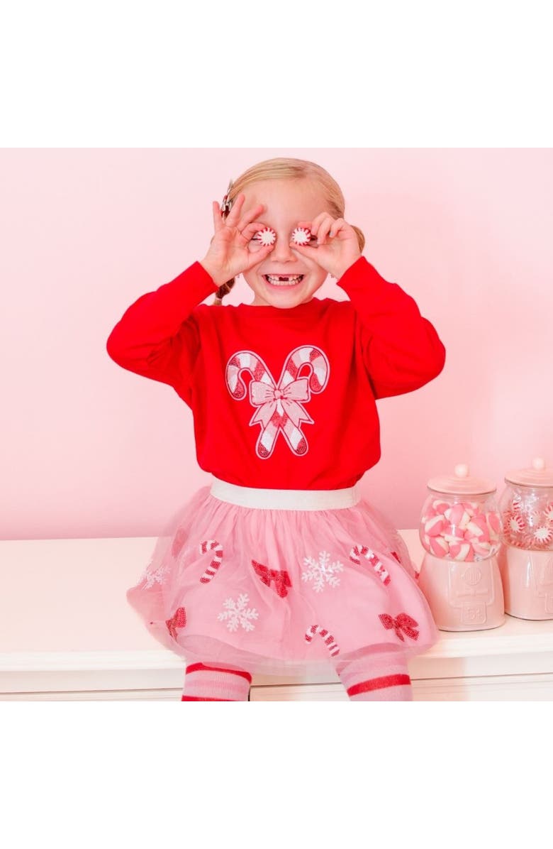 Sweet Wink Candy Cane Patch Christmas Sweatshirt, Alternate, color, 