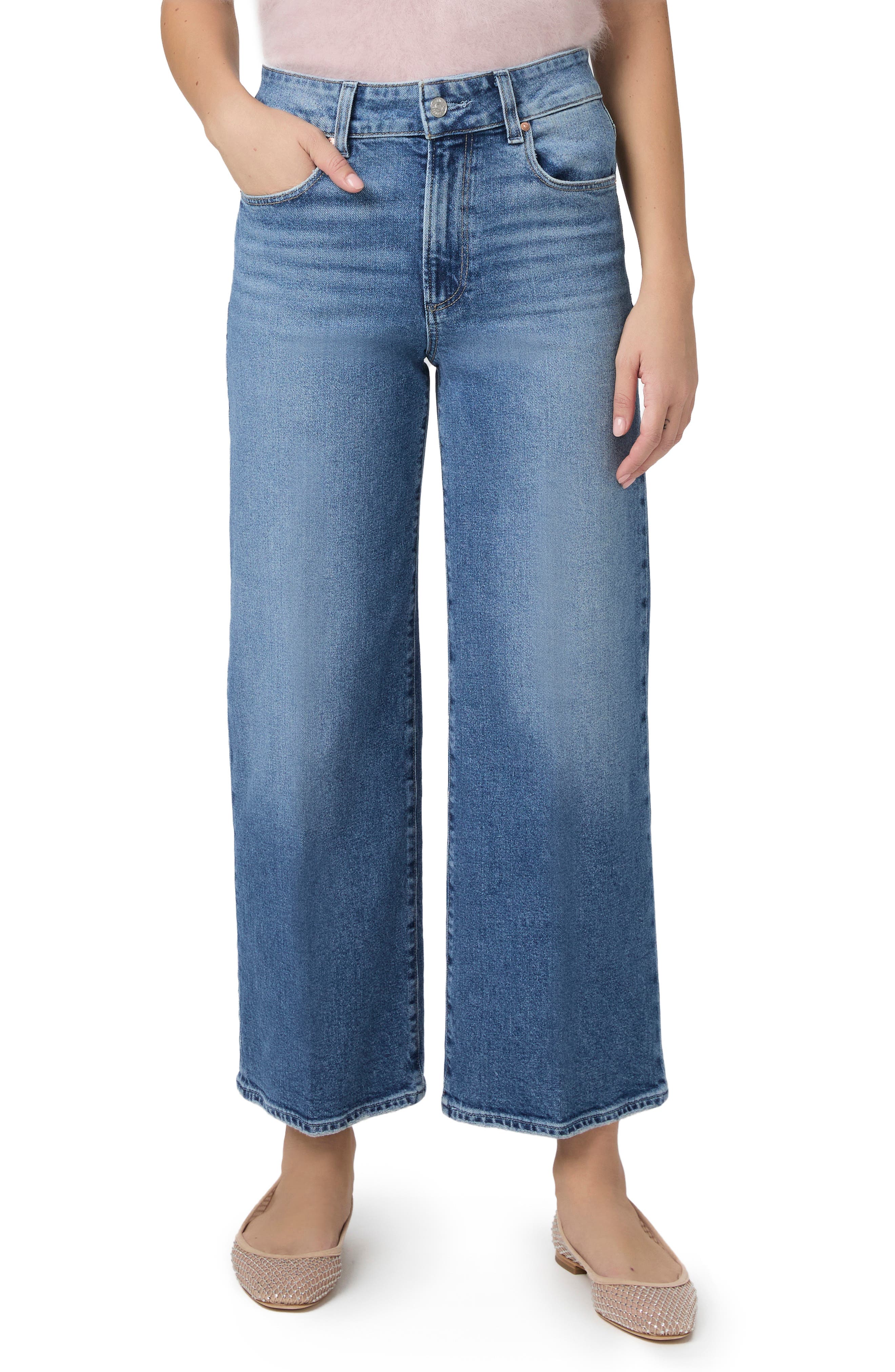 PAIGE Sasha High Waist Ankle Wide Leg Jeans
