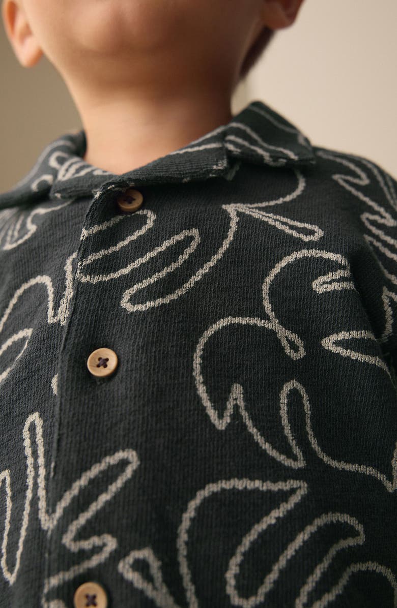 NEXT Kids' Palm Leaf Button-Up Shirt & Shorts Set, Alternate, color, Black