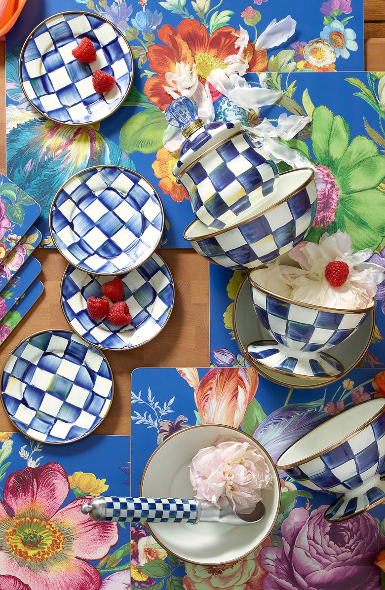 MACKENZIE CHILDS Royal Check Lidded Sugar Bowl, Alternate, color, Blue/ White