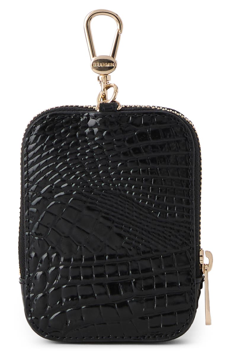 Brahmin Katelynn Croc Embossed Leather Coin Pouch, Alternate, color, Black