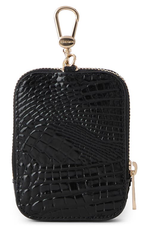 Brahmin Katelynn Croc Embossed Leather Coin Pouch In Black