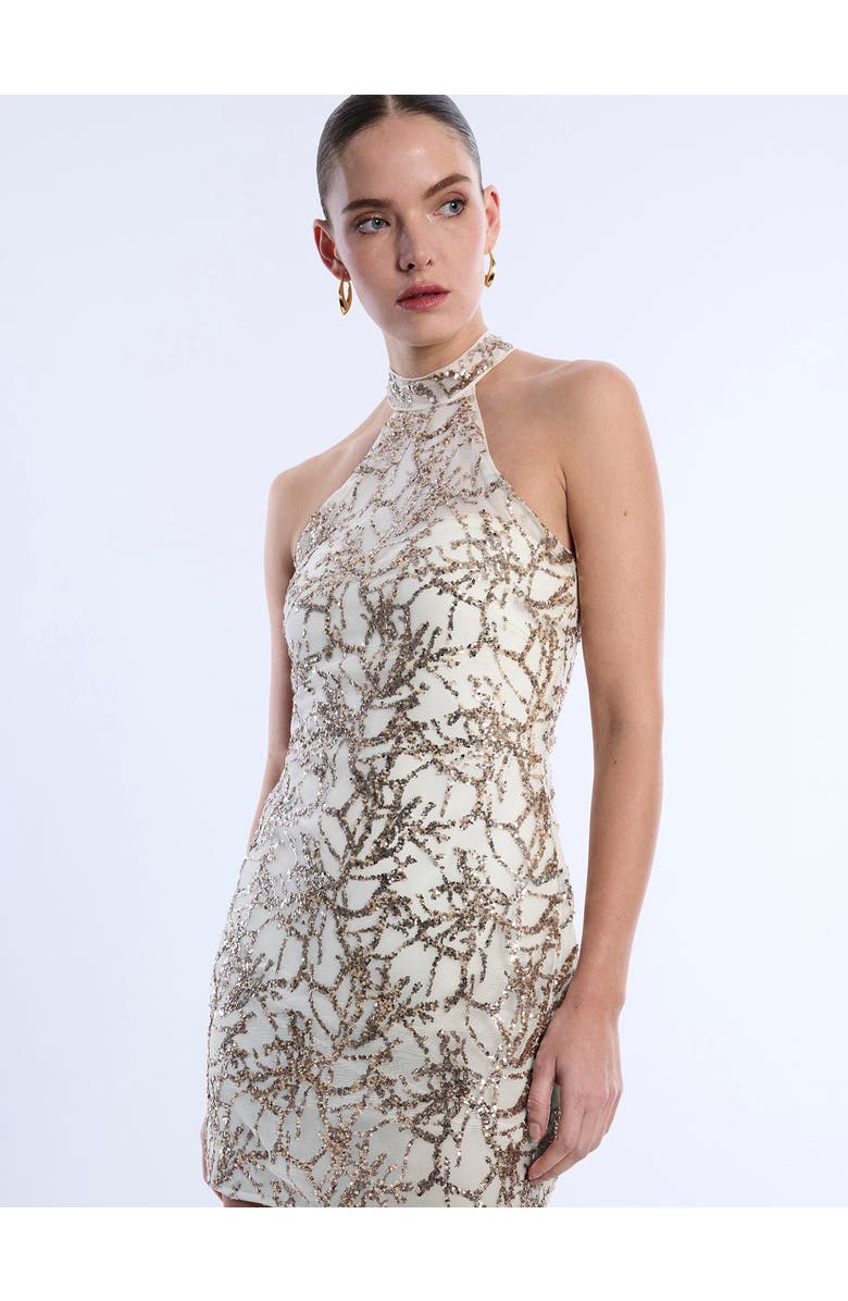 BCBGMAXAZRIA Mock Neck Embellished Mini, Alternate, color, Jasmine