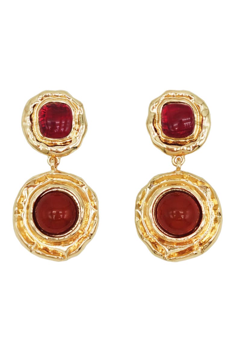 Pica Drop Earrings, Main, color, GOLD/ RED