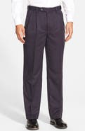 Berle Self Sizer Waist Pleated Classic Fit Microfiber Trousers