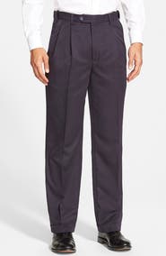 Berle Self Sizer Waist Pleated Classic Fit Microfiber Trousers