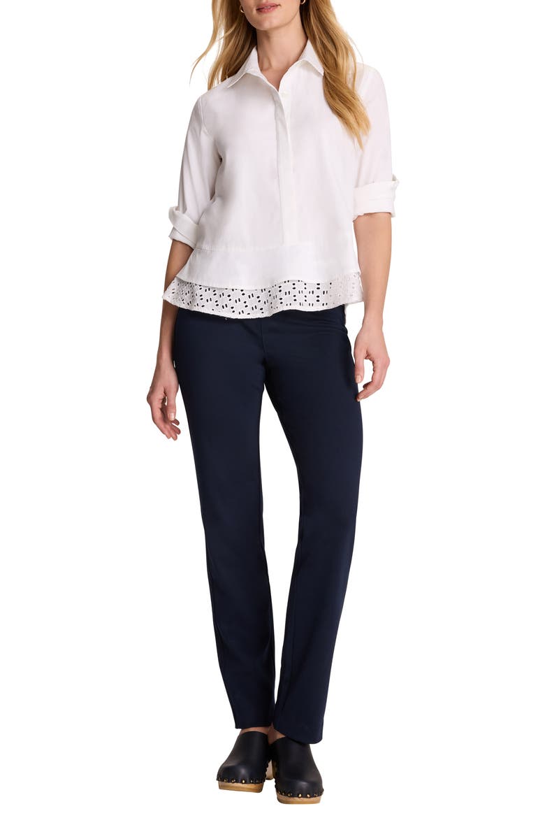 Eyelet Trim Shirt, Alternate, color, PAPER WHITE