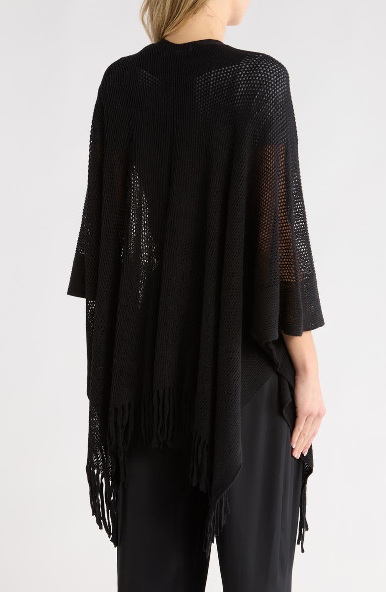 Nine West Raschel Knit Ruana, Alternate, color, Black