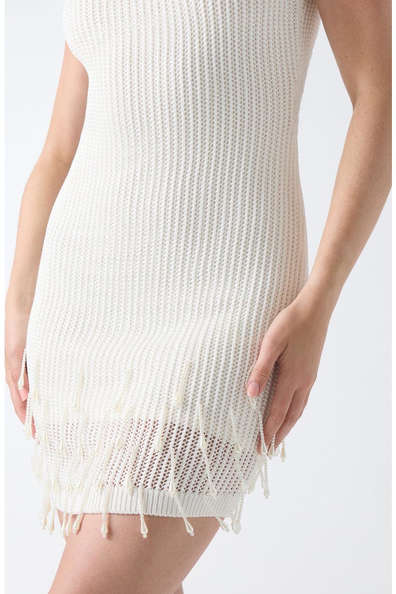 Mayci Beaded Hem Minidress, Alternate, color, DOVE WHITE