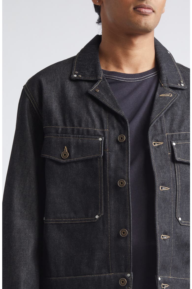 Studded Denim Trucker Jacket, Alternate, color, SLATE
