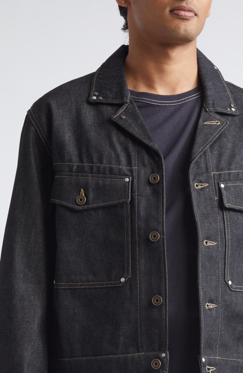 Lemaire Studded Denim Trucker Jacket, Alternate, color, Slate