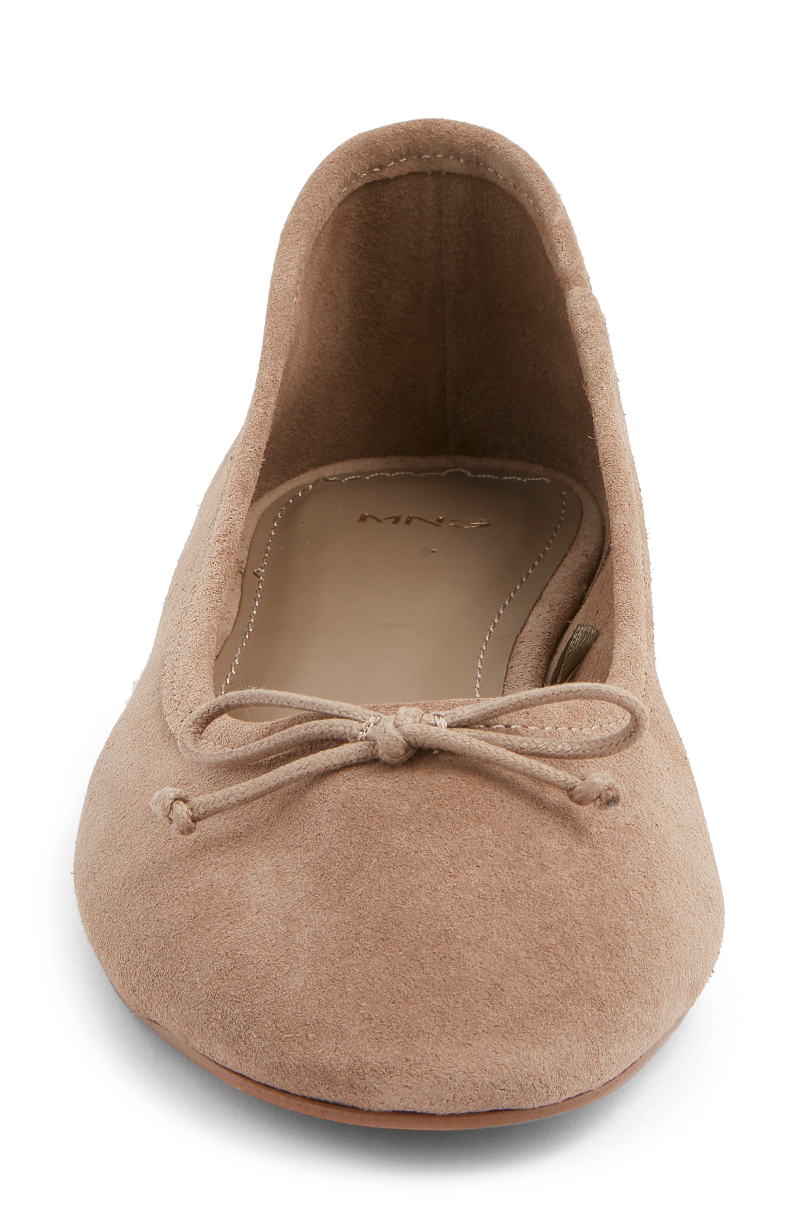 MANGO Bow Round Toe Ballet Flat, Alternate, color, Light/ Pastel Brown