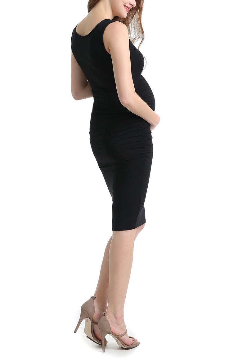 Delia Ruched Maternity Tank Dress, Alternate, color, BLACK