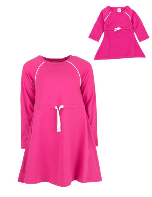 Leveret Girls Bow Tie Dress With Matching Doll Dress In Pink