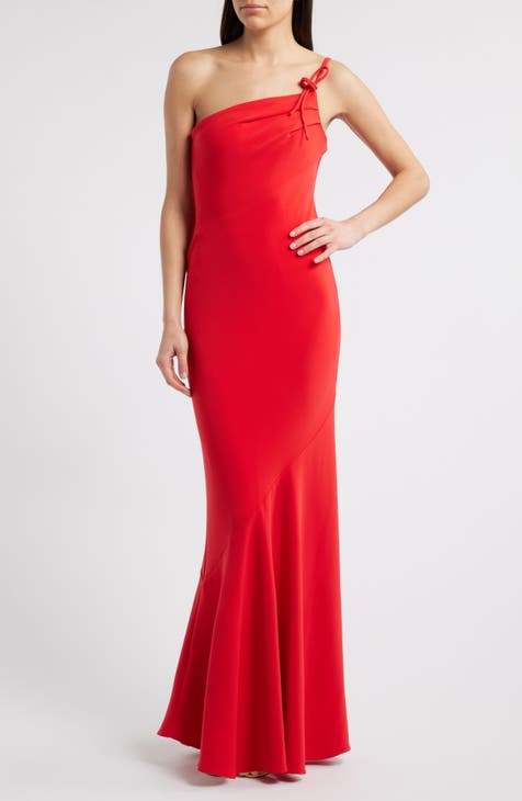 Halston outlet red formal designer gown