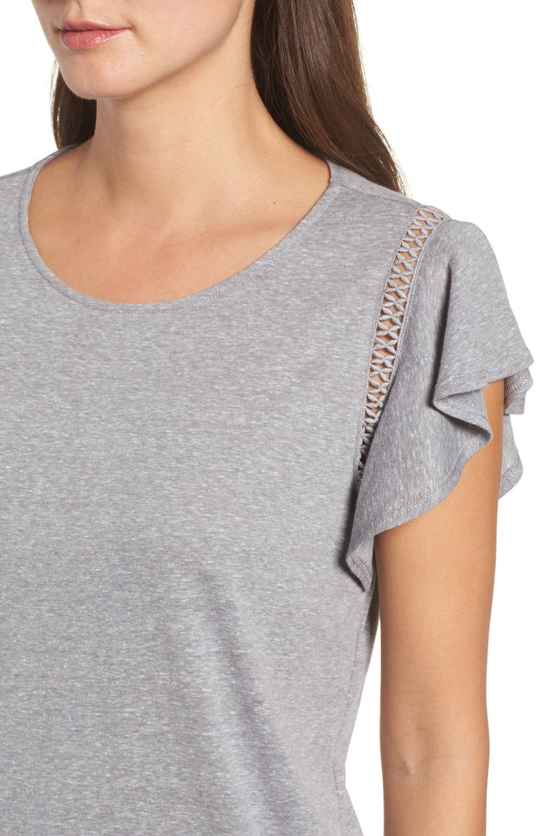 Caslon<sup>®</sup> Flutter Sleeve Crochet Detail Top, Alternate, color,