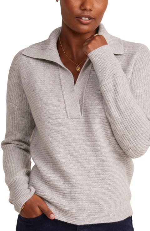 Cashmere Rib Polo Sweater