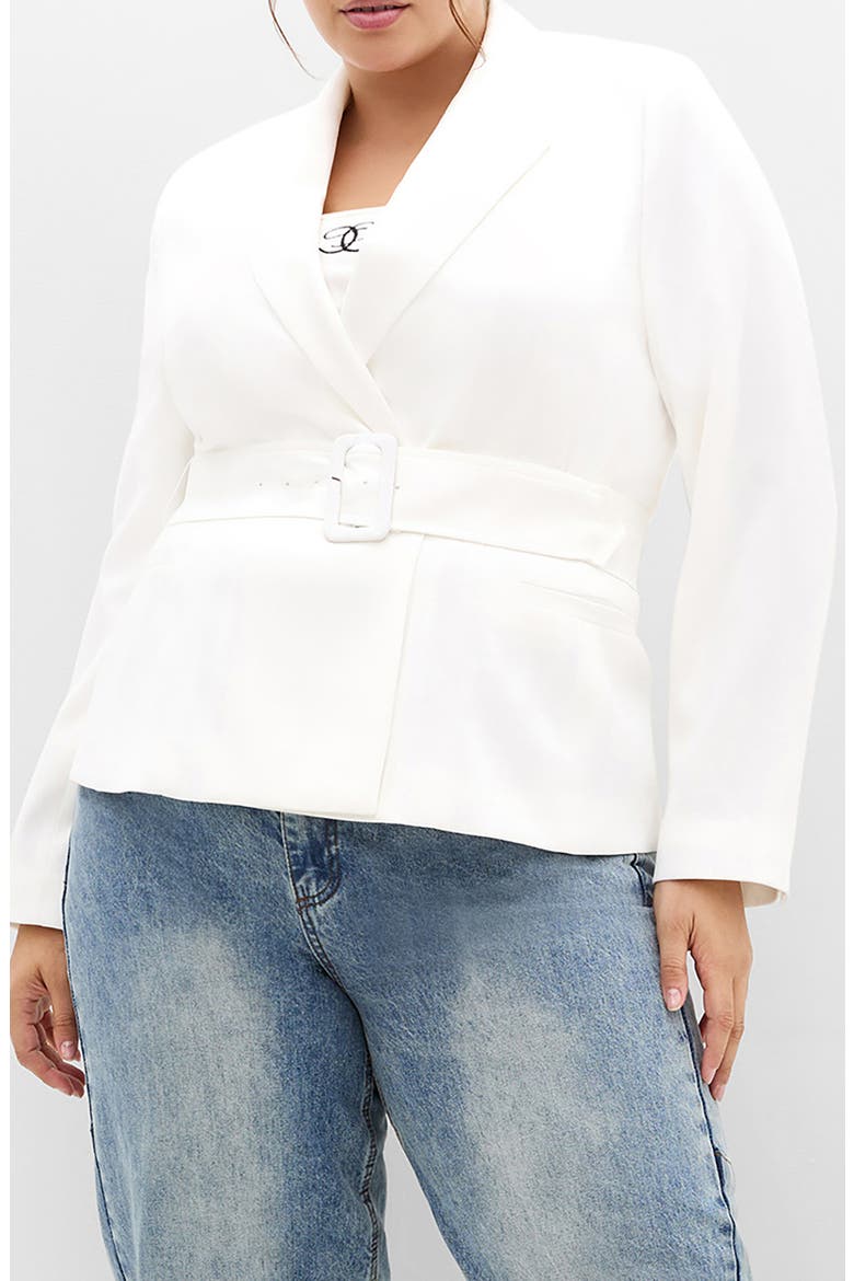 Ivy Belted Blazer, Main, color, IVORY