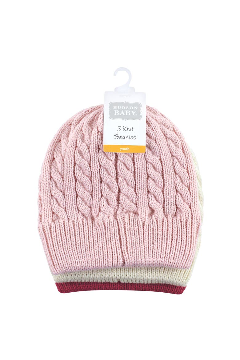 Cozy Knitted Headwear 3Pk, Alternate, color, Pink Cream