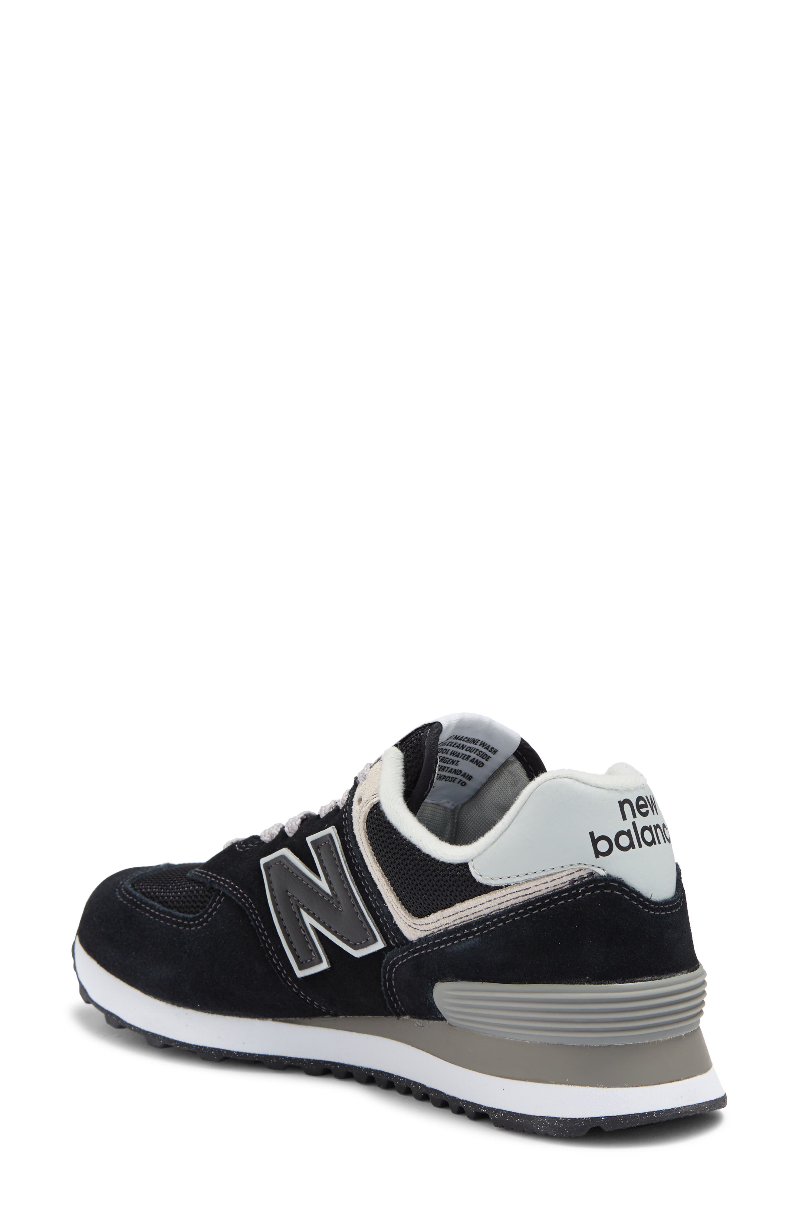 New Balance 574 Sneaker, Alternate, color, Black/ White