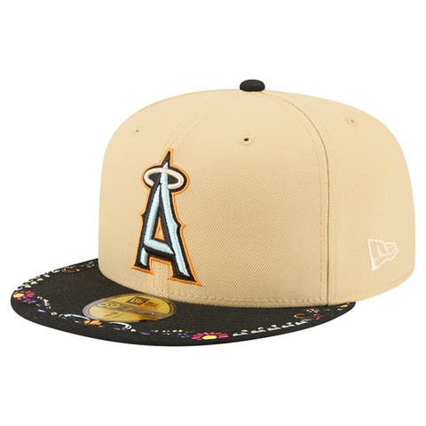 Men's New Era Light Beige Los Angeles Angels Two-Tone Embroidered Visor 59FIFTY Fitted Hat