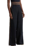 Reiss Mila Rickrack Detail Wide Leg Linen Pants