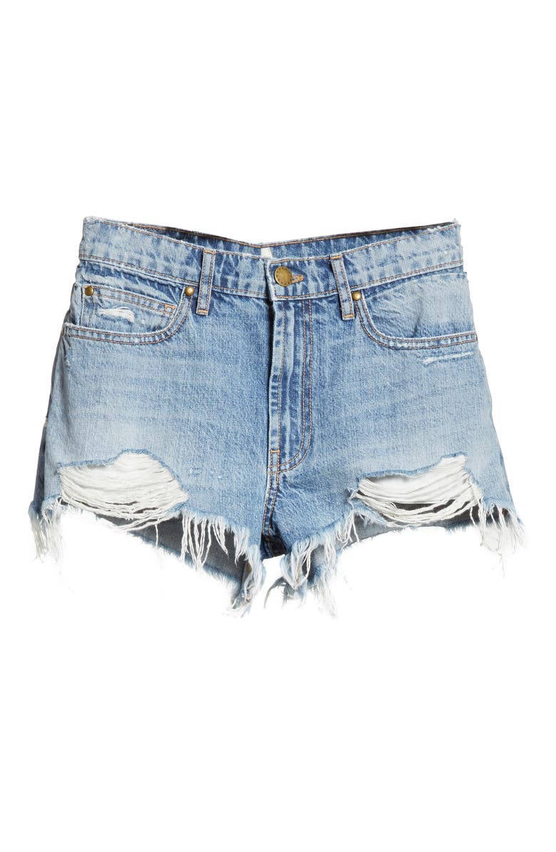 THE GREAT. The Destroy Cutoff Denim Shorts, Alternate, color,