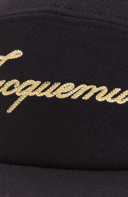 Jacquemus La Casquette Embroidered Logo Wool Blend Baseball Cap In Black