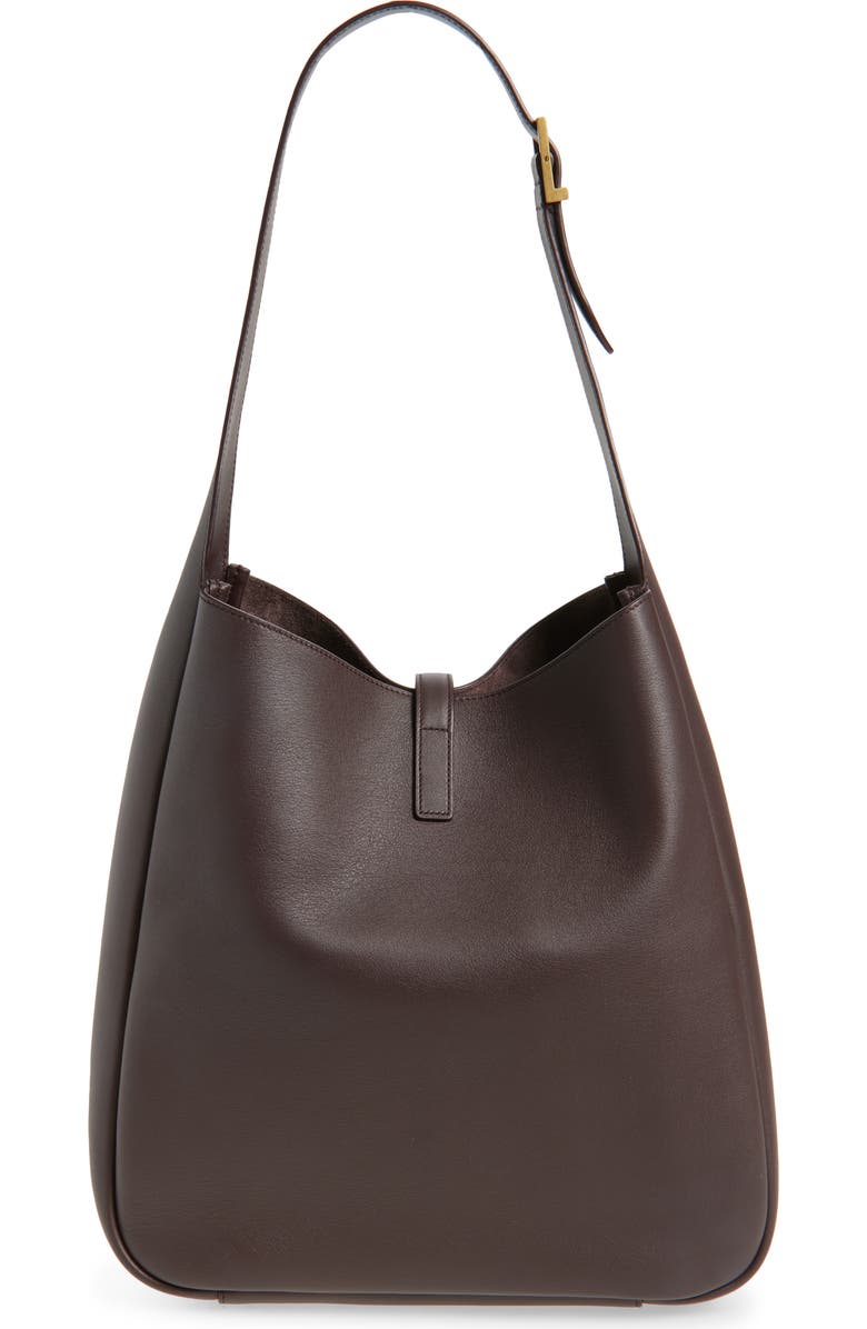 Saint Laurent Large Le 5 À 7 Leather Hobo Bag, Alternate, color, Raisin