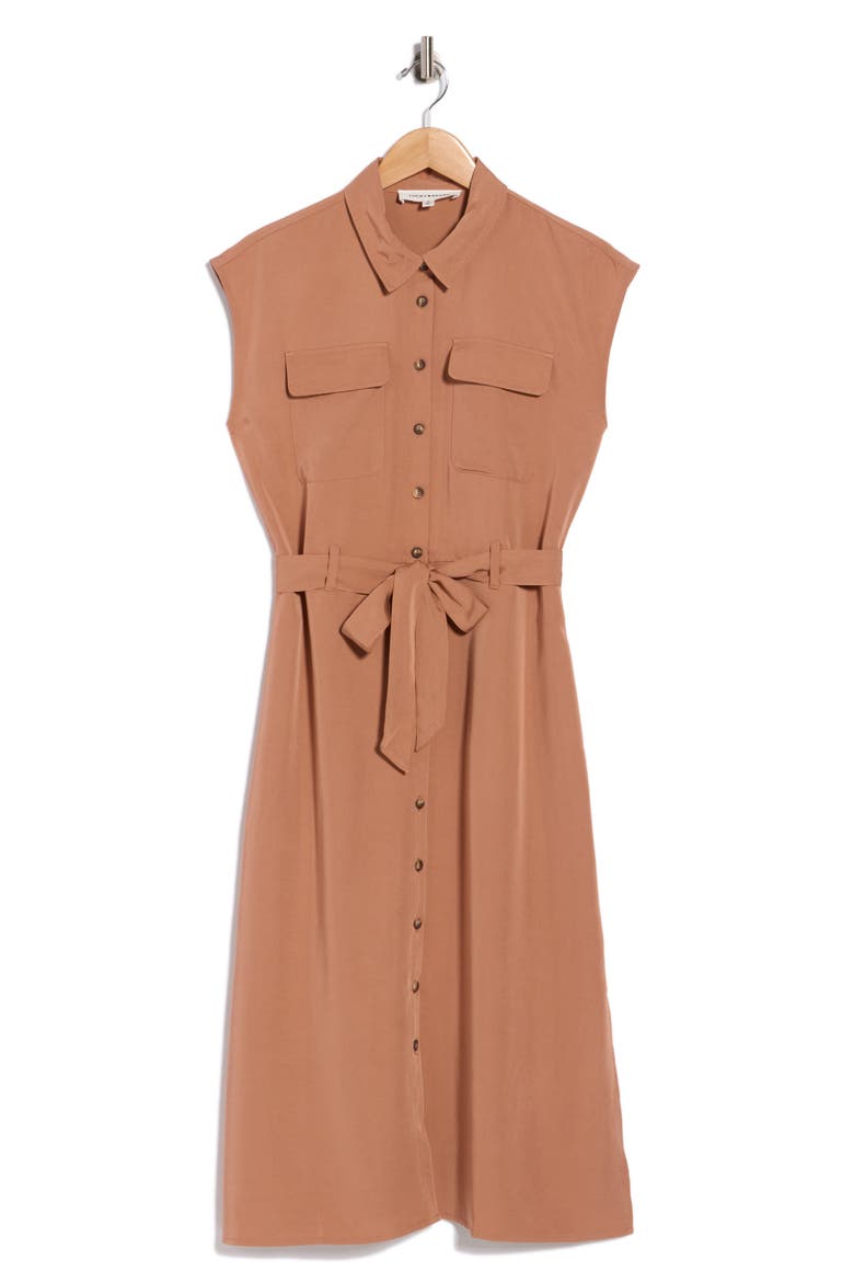 Cap Sleeve Belted Shirtdress, Alternate, color, MOCHA MOUSSE