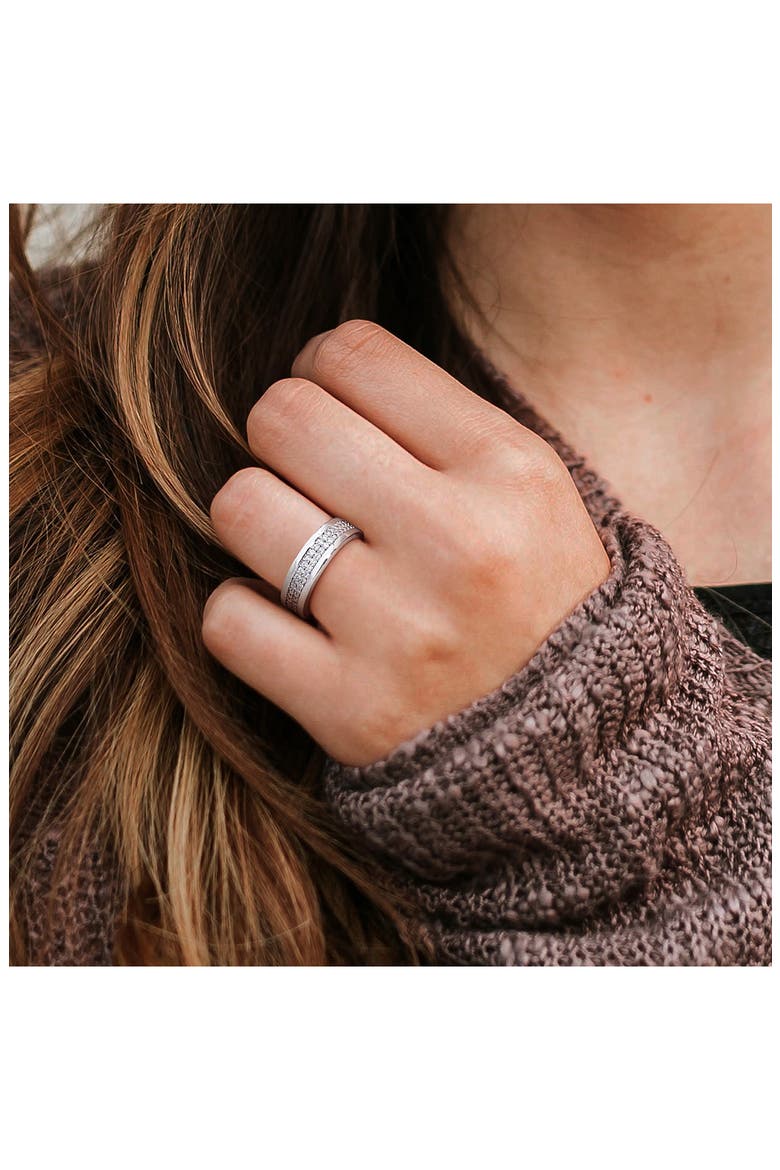 Men's Sterling Silver Pavé Lab Grown Diamond Band Ring, Alternate, color, WHITE