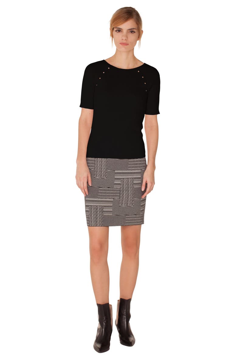 Akris punto Patchwork Jacquard Miniskirt, Alternate, color, 