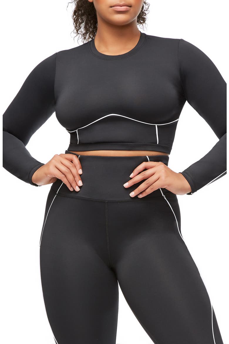 Piped Crop Top, Alternate, color, BLACK001