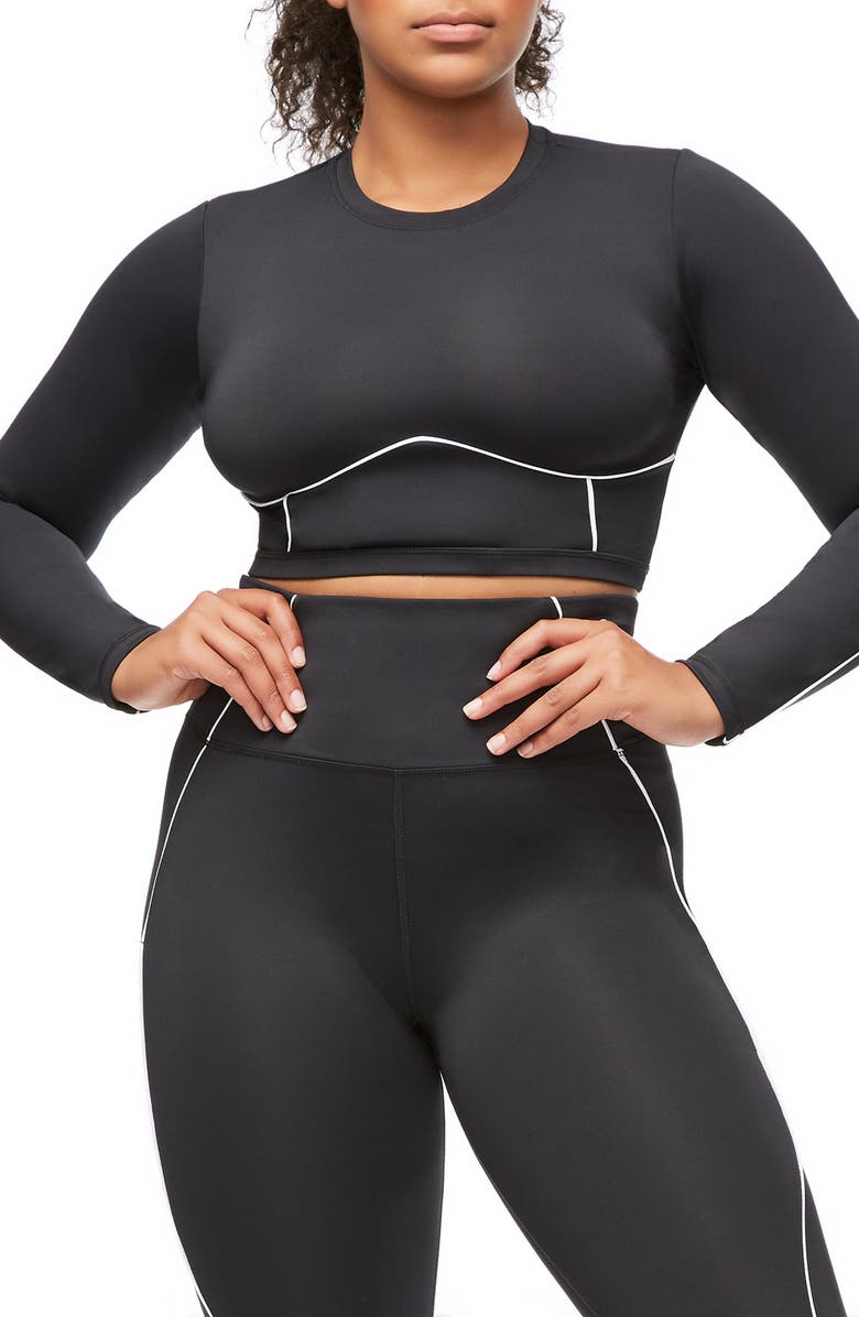 Good American Piped Crop Top, Alternate, color, 