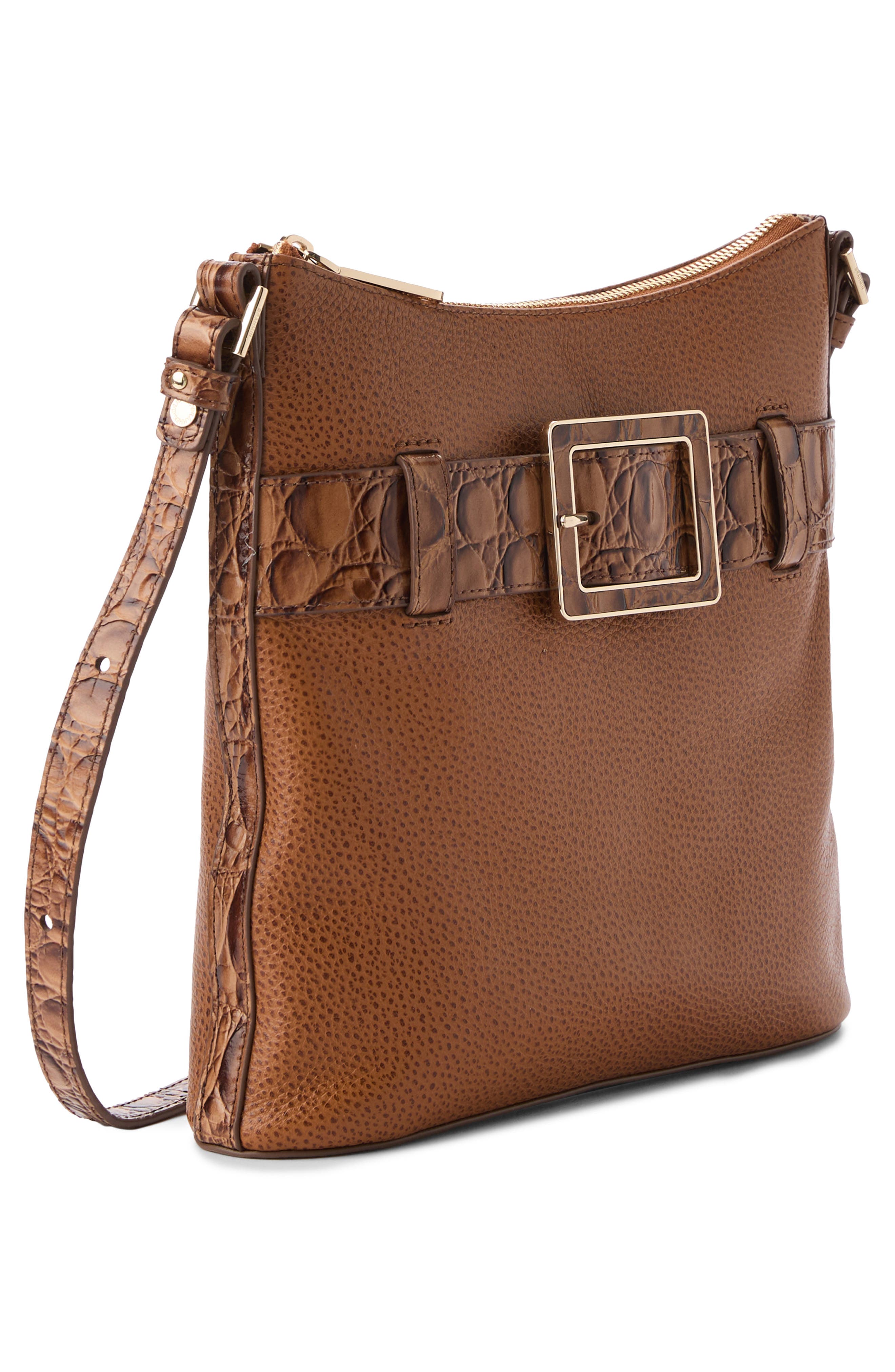 Brahmin Katie Croc Embossed Leather Crossbody Bag, Alternate, color, Cinnamon