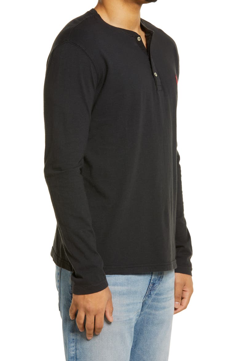 Men's Long Sleeve Henley T-Shirt, Alternate, color, POLO BLACK