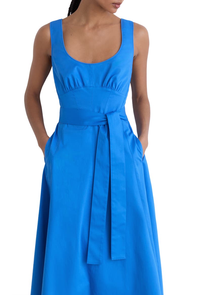 Irina Sleeveless Cotton Midi Dress, Alternate, color, BLUE