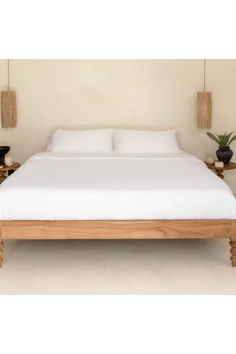 Organic Natural Sateen Fitted Sheet, Alternate, color, White