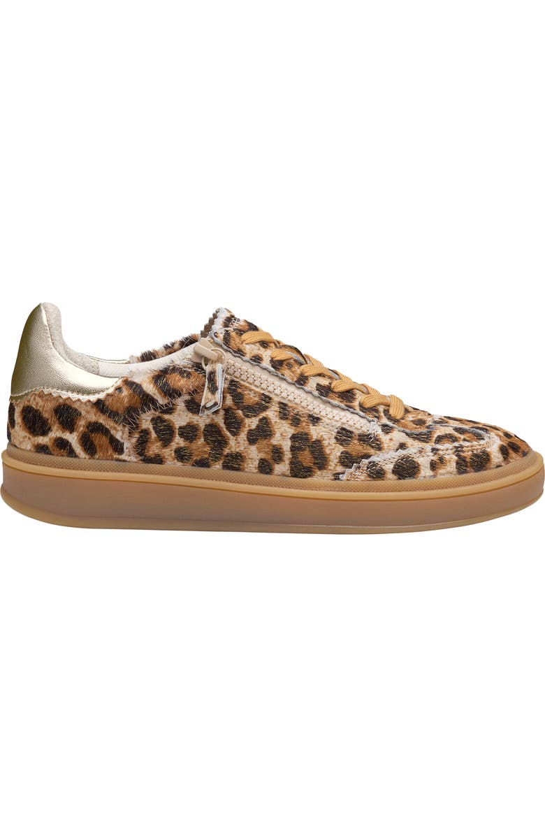 Johnston & Murphy Ashley Genuine Calf Hair Side Zip Sneaker, Alternate, color, Gold Leopard/Metallic Sheep