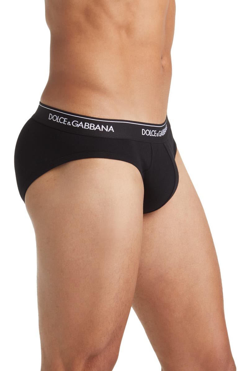 Dolce&Gabbana 2-Pack Logo Waist Briefs, Alternate, color, Black