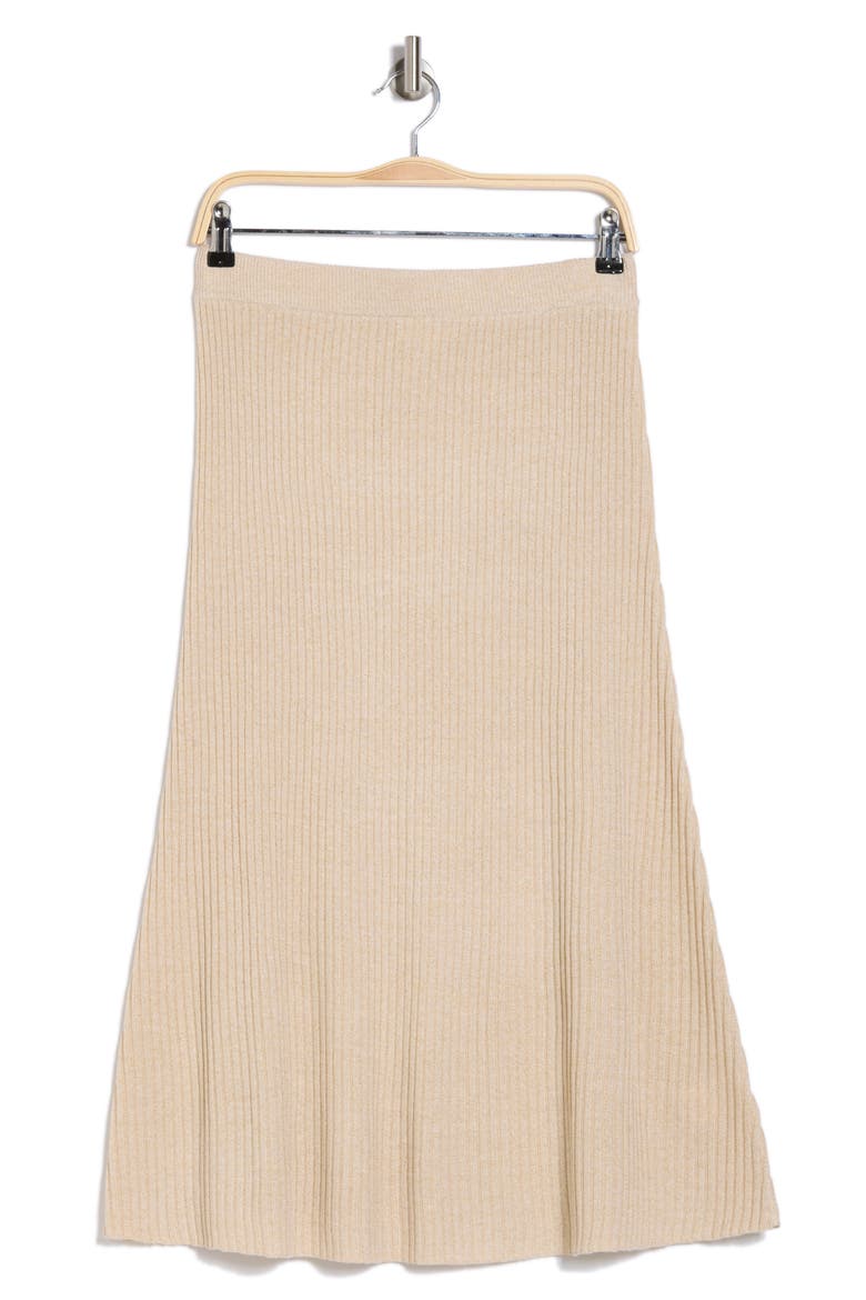 Ribbed A-Line Sweater Skirt, Alternate, color, KHAKI GOLD