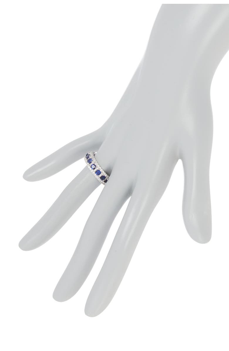 SUZY LEVIAN Sterling Silver Square Sapphire Diamond Accent Band - 0.02 ctw, Alternate, color, 