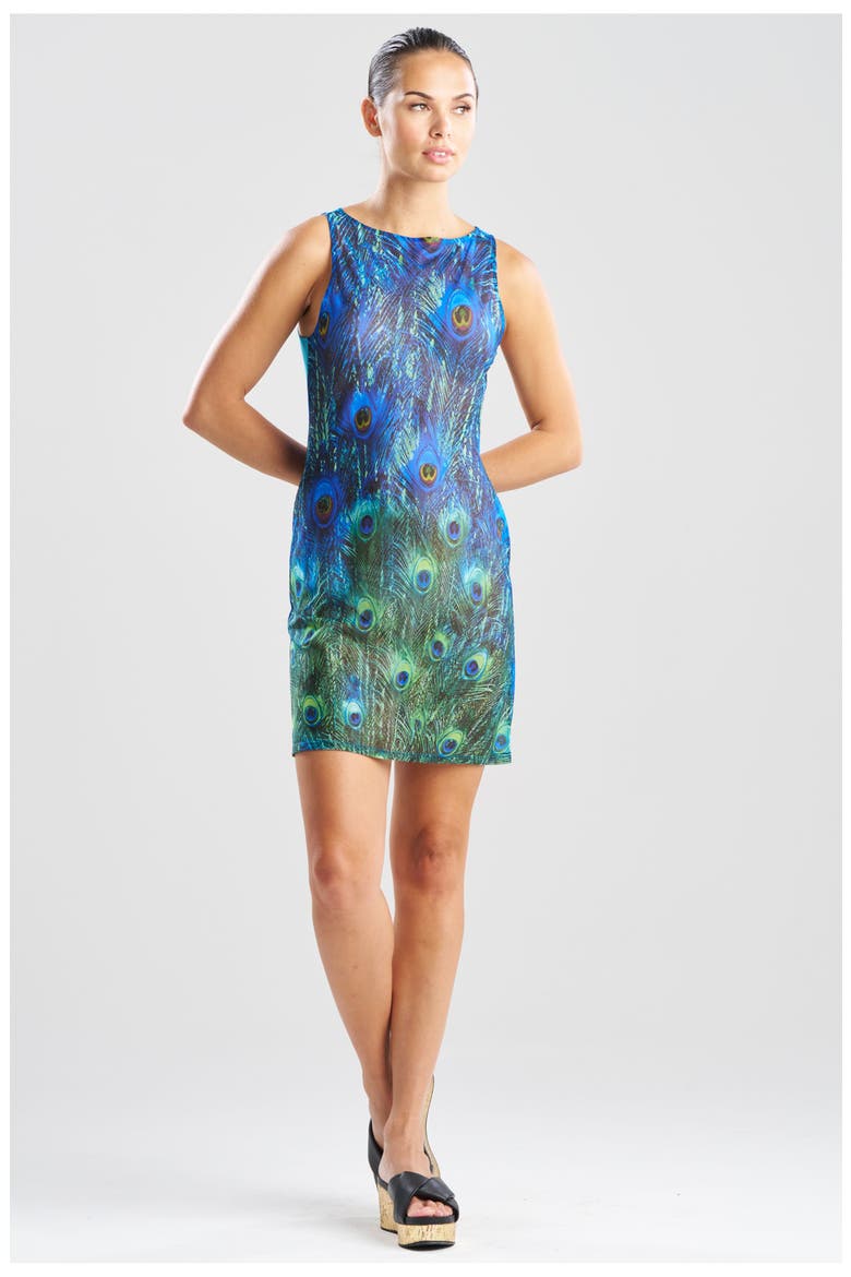 Peacock Mesh Mini Dress, Main, color, TEAL