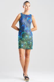 Natori Peacock Mesh Mini Dress