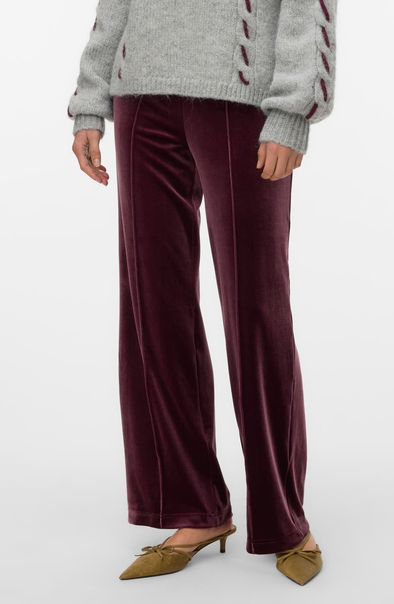VERO MODA Shanna Pintuck Velvet Pants, Alternate, color, Winetasting