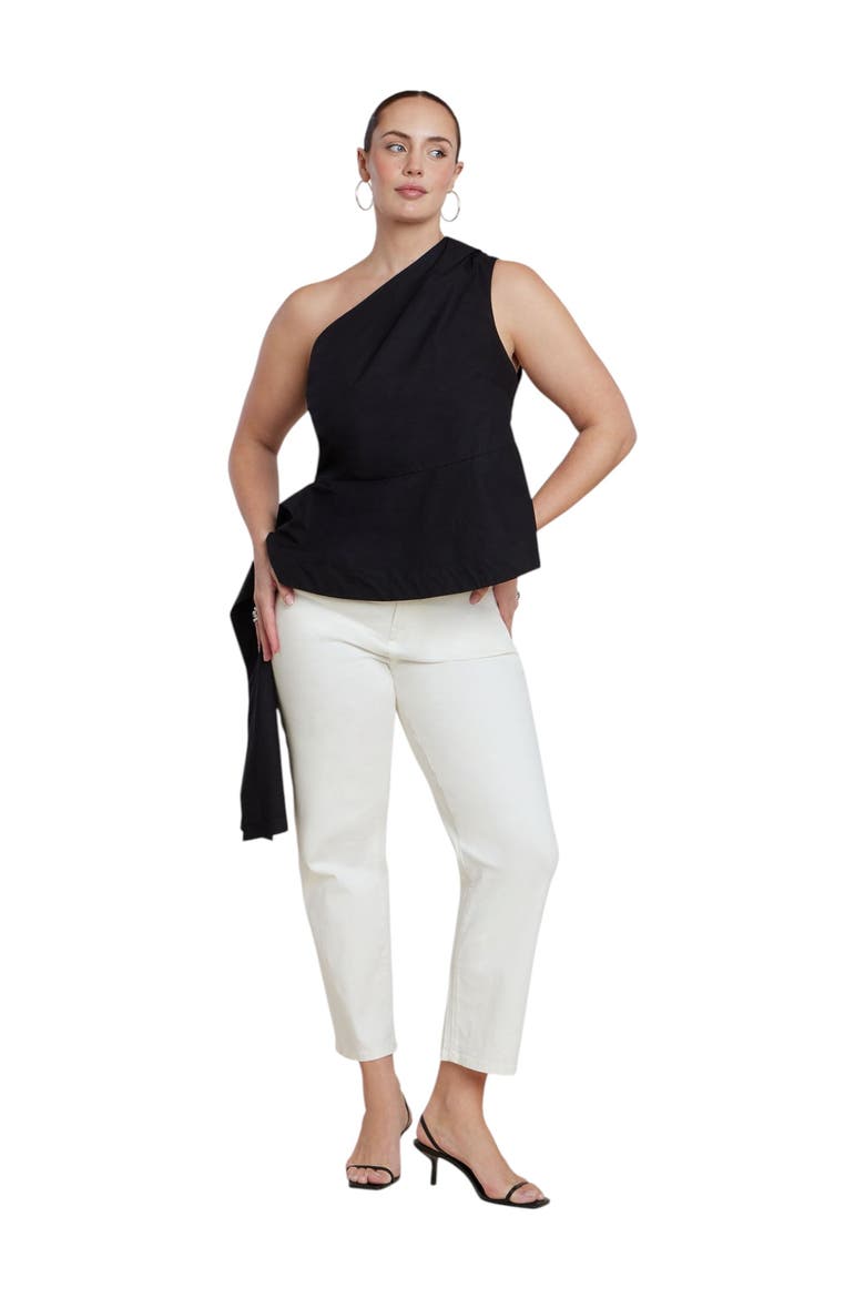 Asymmetrical Top With Flounce, Alternate, color, BLACK ONYX