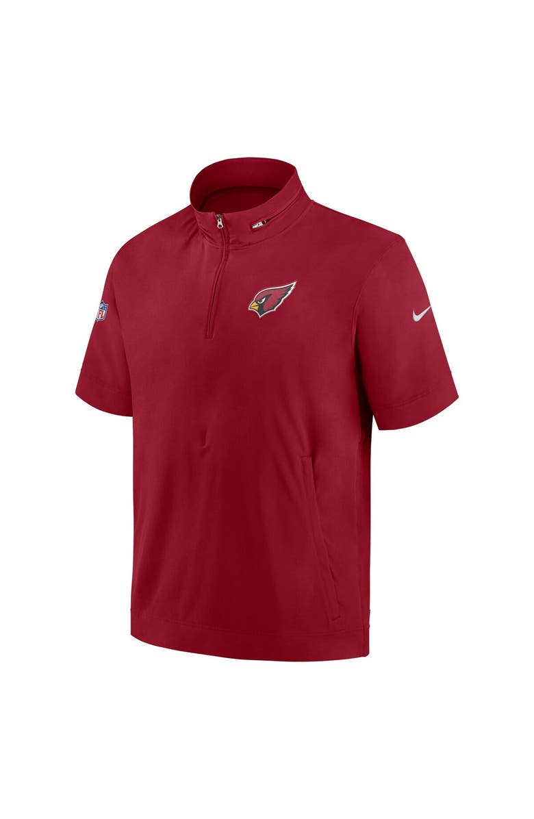 Nike Men's Nike  Cardinal Arizona Cardinals Sideline Coach Short Sleeve Hoodie Quarter-Zip Jacket, Alternate, color, Cardinal