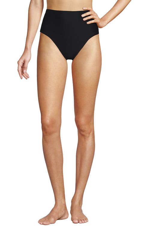 LANDS' END LANDS' END RIBBED SMOOTHING HIGH WAISTED BIKINI BOTTOMS