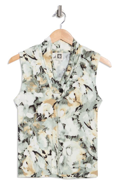 Triple Pleated Neck Sleeveless Top (Petite)